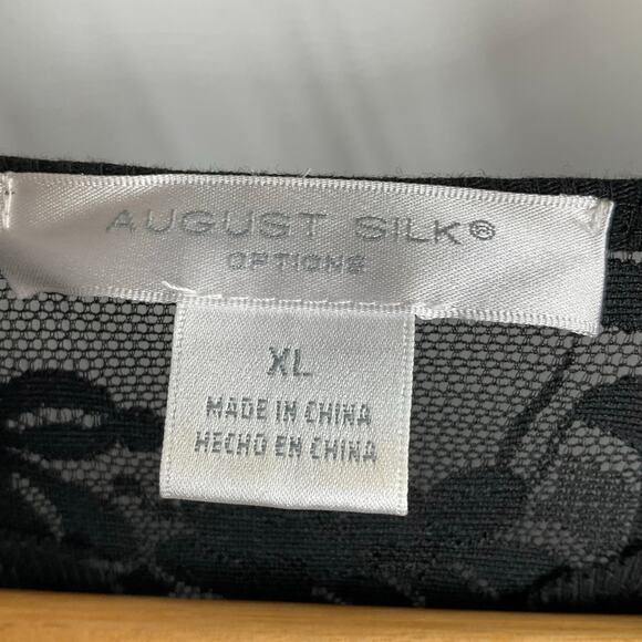 AUGUST SILK VIntage 90s Y2K  Black V-neck Lace Top Fairy Festival  whimsigoth XL - Picture 2 of 10